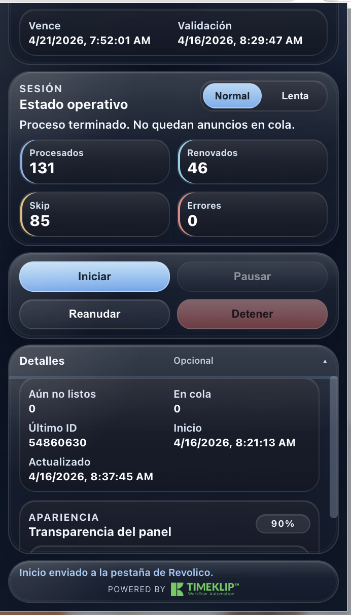 Panel de RevoRenew listo para activarse